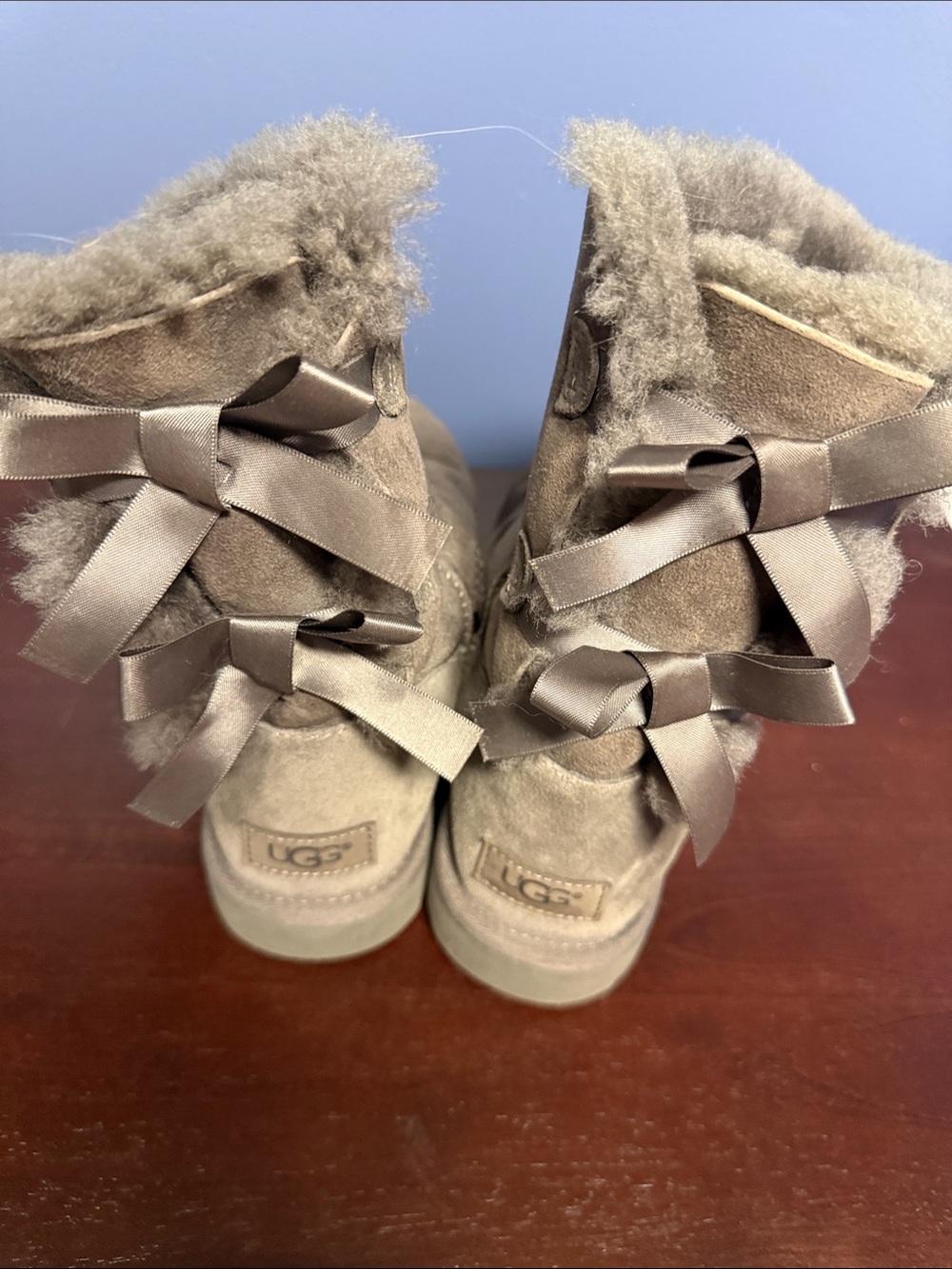 UGG women’s Bow-Back Suede Boot in Grey